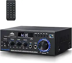 Receiver Amplificador de Som Bluetooth 5.0, AK-45 PRO, MAX 300W AV Receivers, Dupla Entrada de Microfone para Karaokê, Compatível com TV, Celular, PC e Tablet, com Entrada USB/SD/RCA/MIC/FM