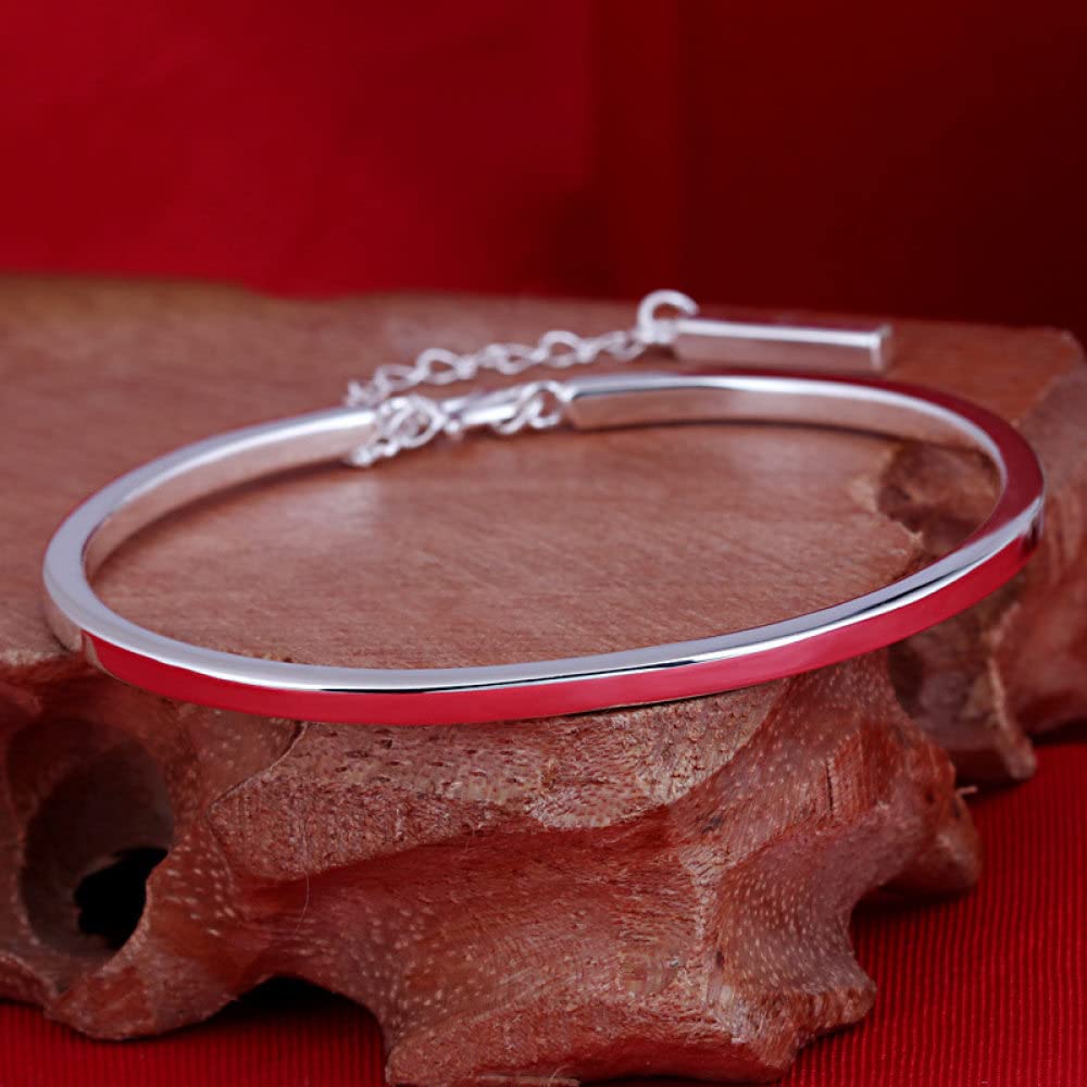 Armband Damen Silber,S990 Sterling Silberarmband Quadratischer Silberbarren Freundschaftsarmband Manschette Armreif Verstellbarer Schmuck Geschenke Für Frau Freundin Zum Geburtstag