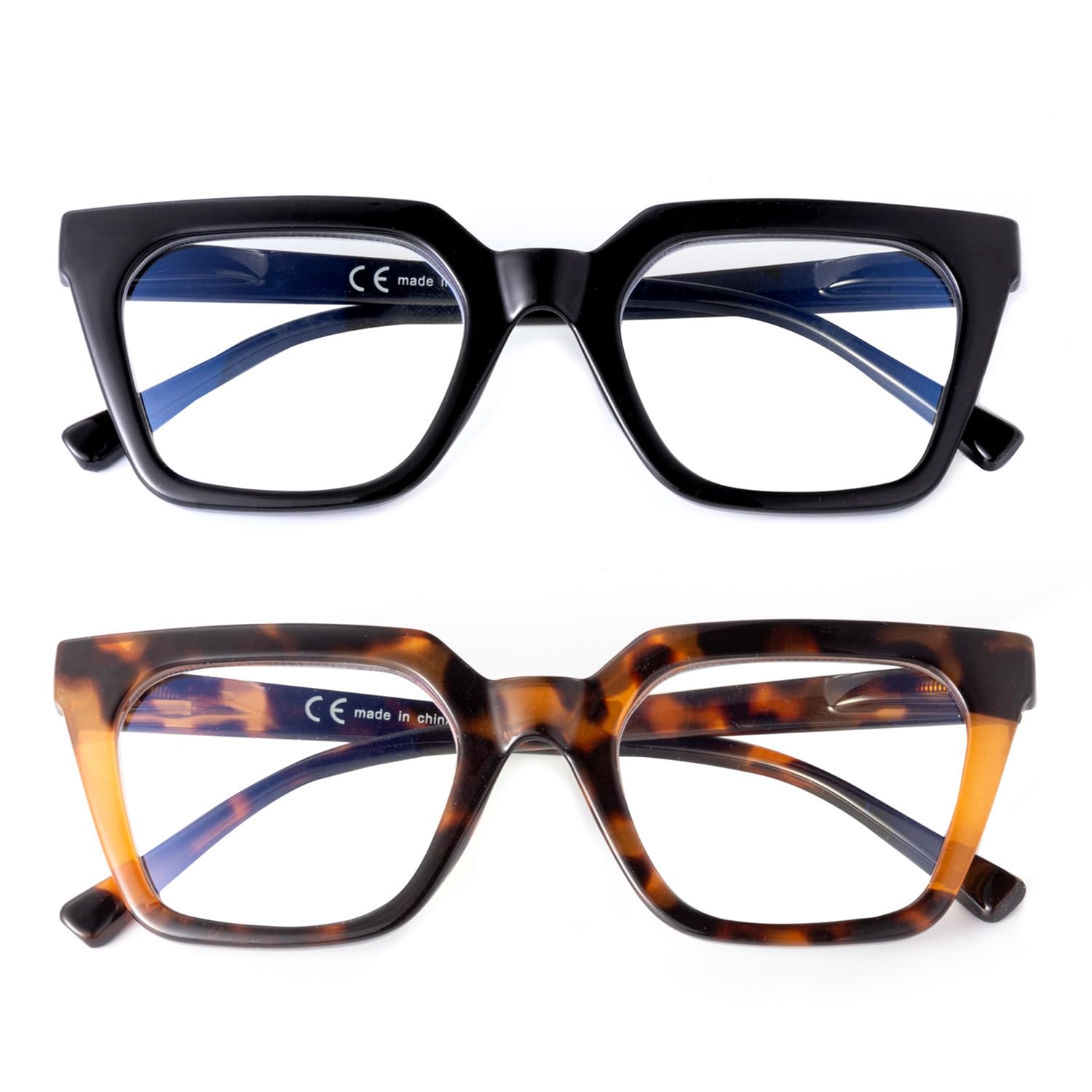 SKYWAY Übergroße Blaulichtfilter Brille Damen Herren, Stilvolle Retro Quadratische Computerbrille Blaulicht Brille Ohne Stärke Blendschutz