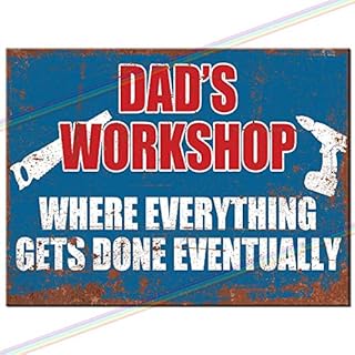 Large Metal Signs - DADS Workshop Beer Man Cave Tin Metal Sign Hanging Wall Plaque Kitchen Shed Garage. Large (27cm x 18cm)