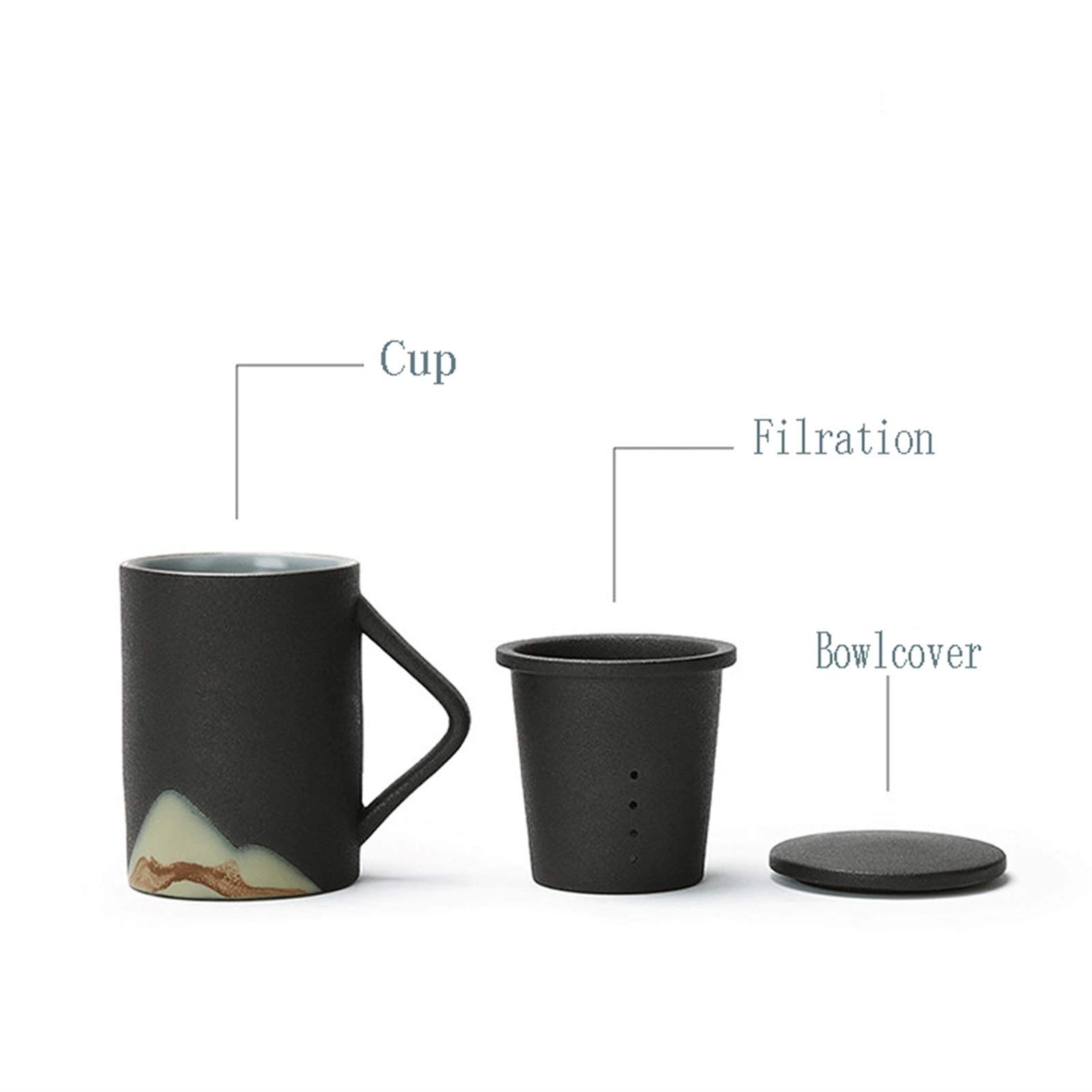 Taza de café con Tapa para Oficina Taza de Agua de cerámica y Taza de té filtrada para el hogar, Muy Adecuada para Uso doméstico y de Oficina/Taza de café de 250 ml (Color : White)