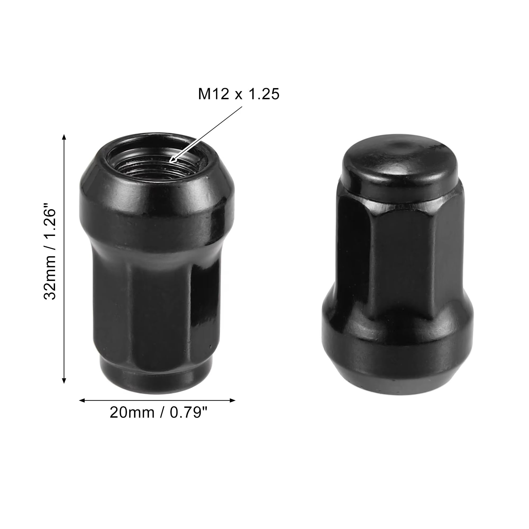 Felgenschrauben Für Mitsubishi Lenkrad Rad Mutter Cone Seat | 32mm Schraube Mit Nuss Schluessel M12x1.25 Heptagon Rad Muttern