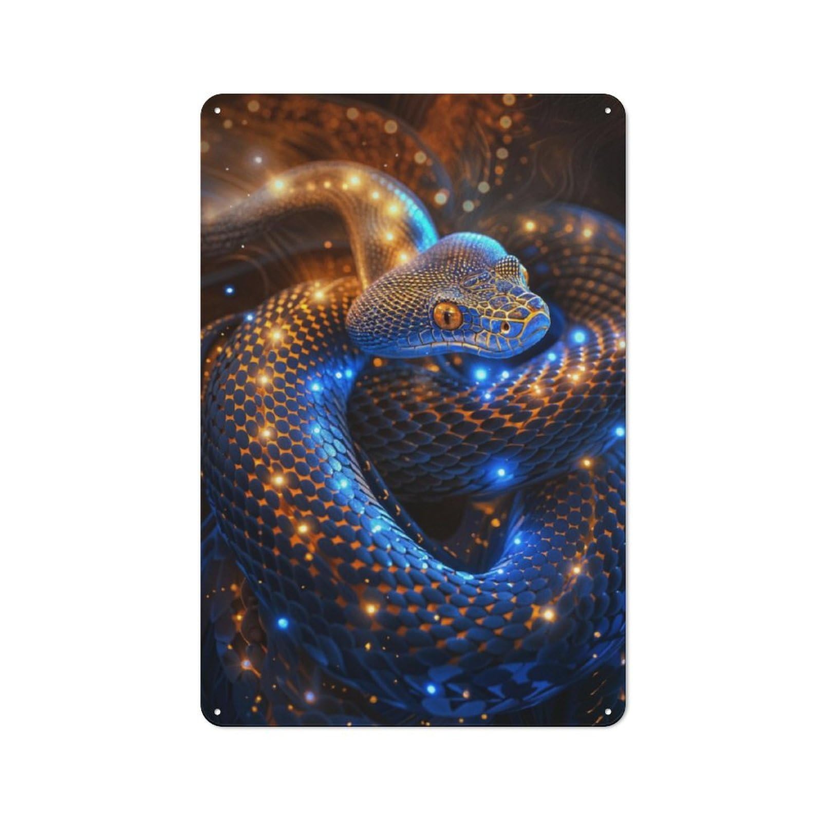 Cosmic Celestial Snake Decorative Metal Plaque 30x20cm, Modern Retro Urban Room Decor for Workspace, Cafe, Hallway Or Garage