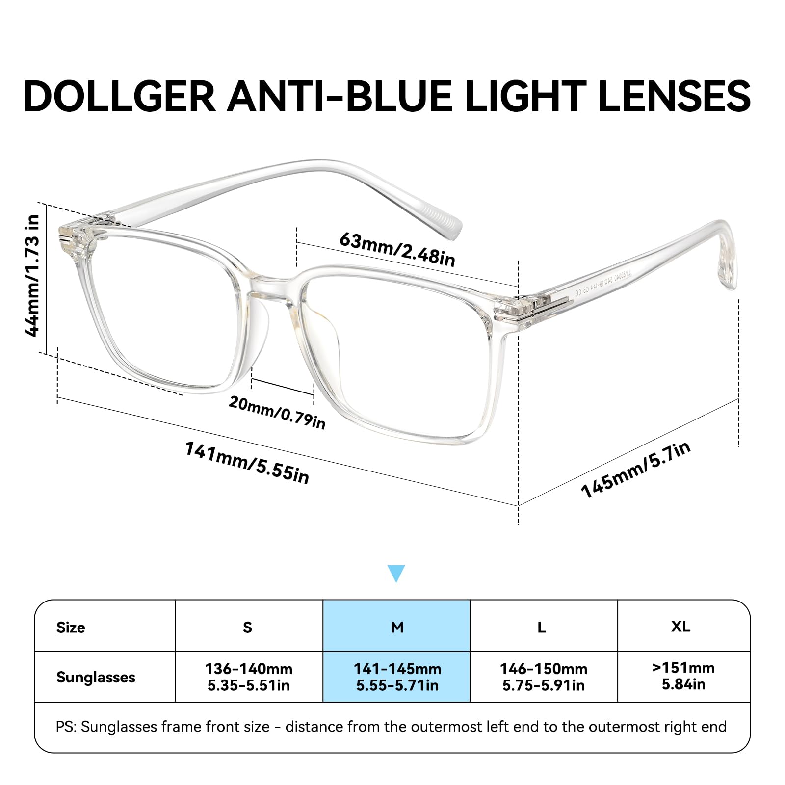 Dollger Blue Light Blocking Lunettes Femmes Hommes Lunettes d'ordinateur Protection UV400 TR90 Square Lunettes Blue Light