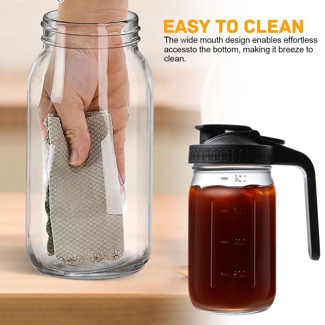 Mason Jar met schenktuit deksel V-vormig, 2 kwart ijsthee kan