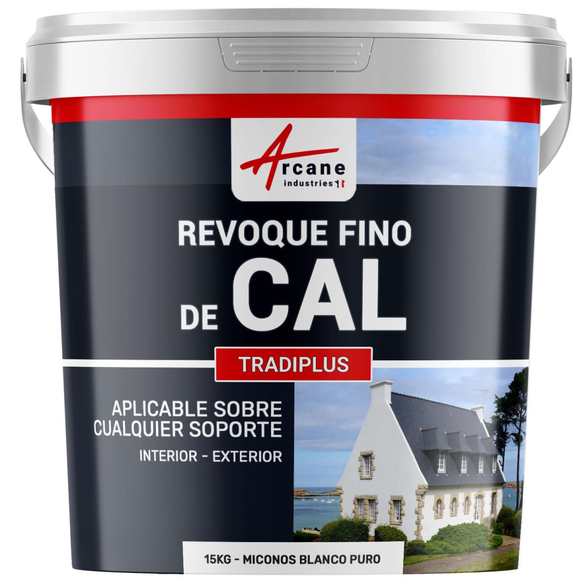 ARCANE INDUSTRIES Enlucido de Cal Fino para decoración Interior y Exterior - TRADIPLUS - Miconos Blanco Puro