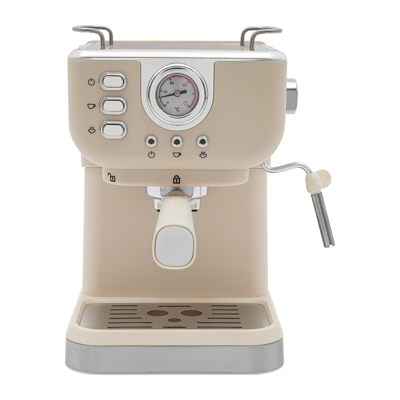 Półautomatyczny ekspres do kawy, ekspres do espresso, kompaktowy ekspres do kawy ze spieniaczem do mleka 1050 W, 220-240 V, 50-60 Hz