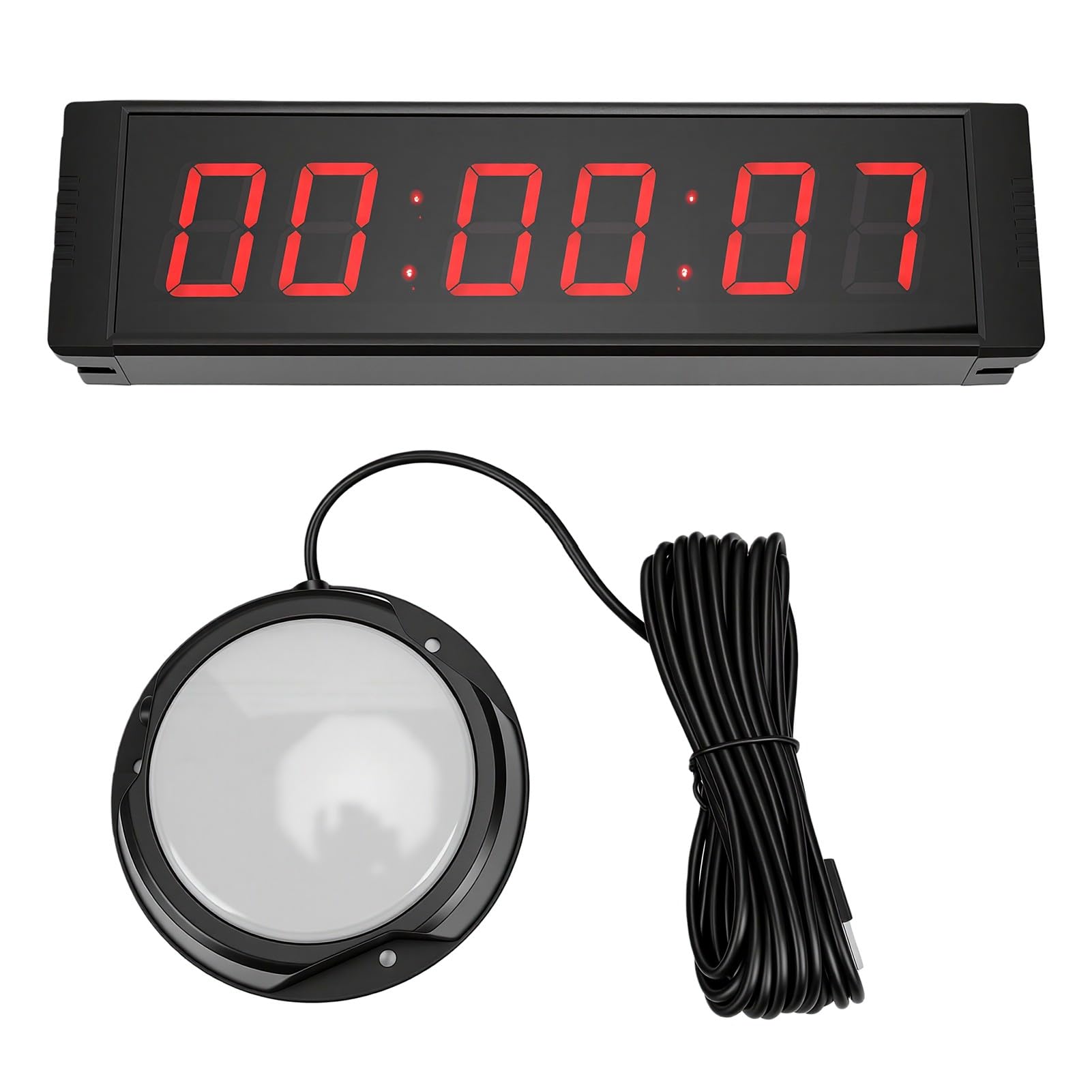 Fafeicy LED-Countdown-Uhr, 1,5 Zoll Großes Display mit Fernbedienung | Gym Studio Timer, 99-Stunden-Countdown, Stoppuhr, Intervalleinstellung, Aluminiumrahmen, 4000-mAh-, 30 m Reichweite