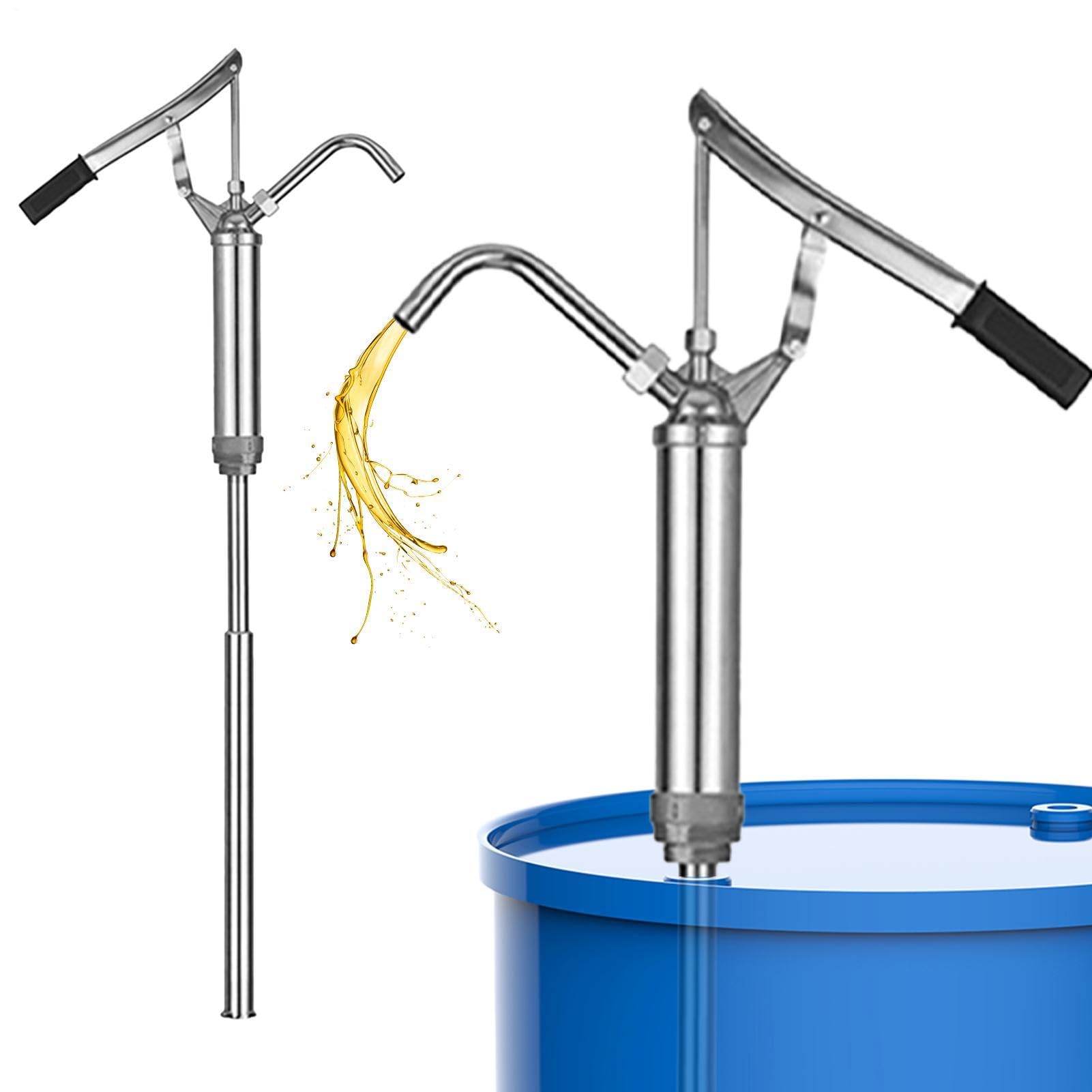 Bomba de transferencia para aceite con tubo de succión telescópico | Bomba de tambor manual para vehículos de motor, ATV, autocaravana, autocaravana, camioneta, camioneta, turismo,