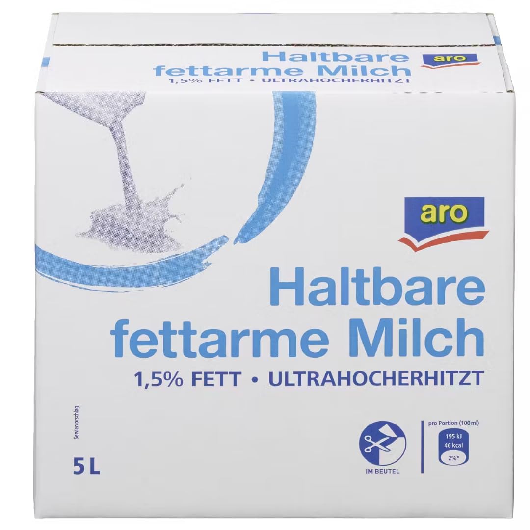 ARRO H-Milch fettarme milch% 1,5 Fett Haltbare Milch Wiederverschließbar 5000 Mililiter, 6 STÜCK