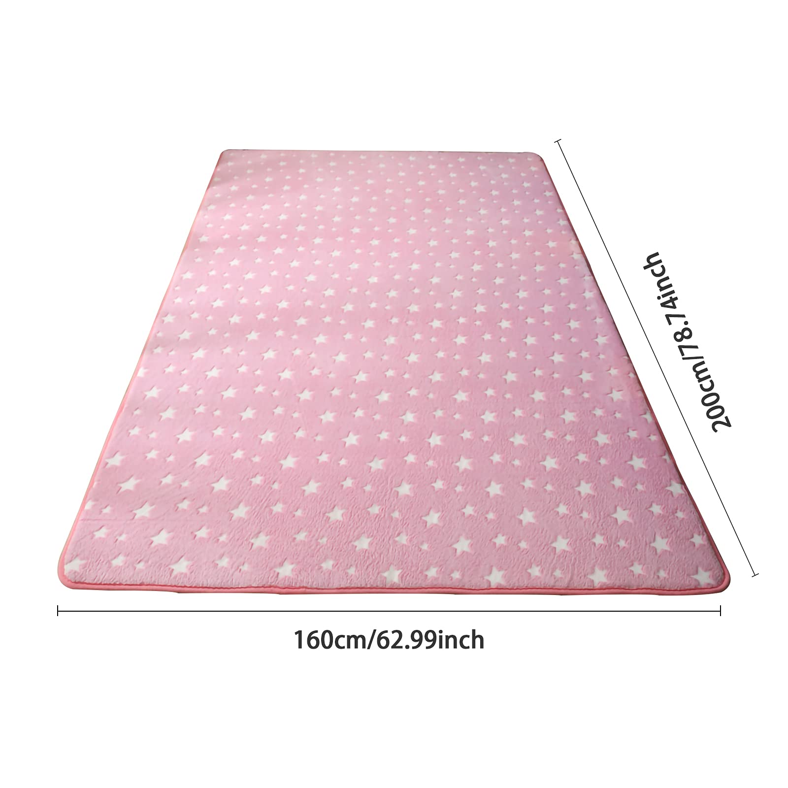 Leuchtende Bodenmatten, leuchtend, 1,5 x 2,1 m, weich, dekorative Spielmatte für Kinder, Krabbelmatte, rutschfest, Wohnzimmerteppich, Teppiche für Schlafzimmer, Heimdekoration, rosa Stern