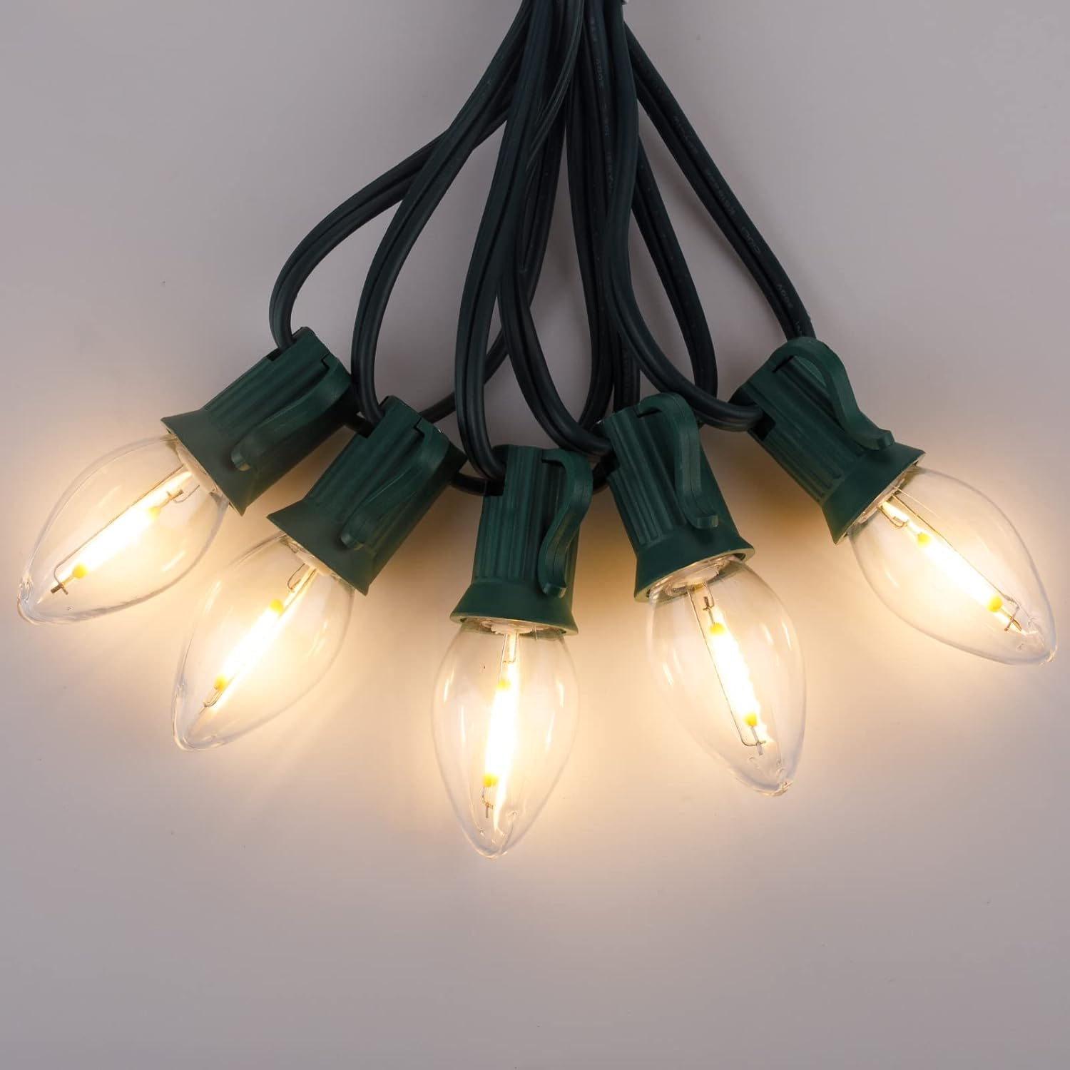 Brightown 25 Pack C7 LED Christmas Light Bulbs, Clear Plastic Night Lights C7 LED Replacement Bulbs for Christmas String Lights, E12 Candelabra Base, Commercial Dimmable Holiday Bulbs, Warm White - Image 5