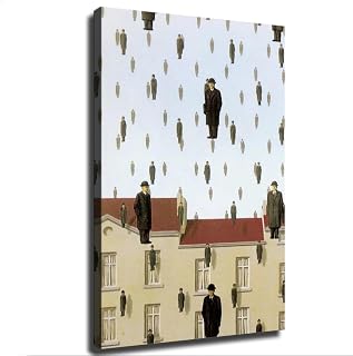 LJYYR Whimsical Surreal Golconda by Rene Magritte Art Poster Wall Decor for Living Room Classic Canvas Painting Prints Hallway Bedroom Home Decoration (16x24inch,Unframed)
