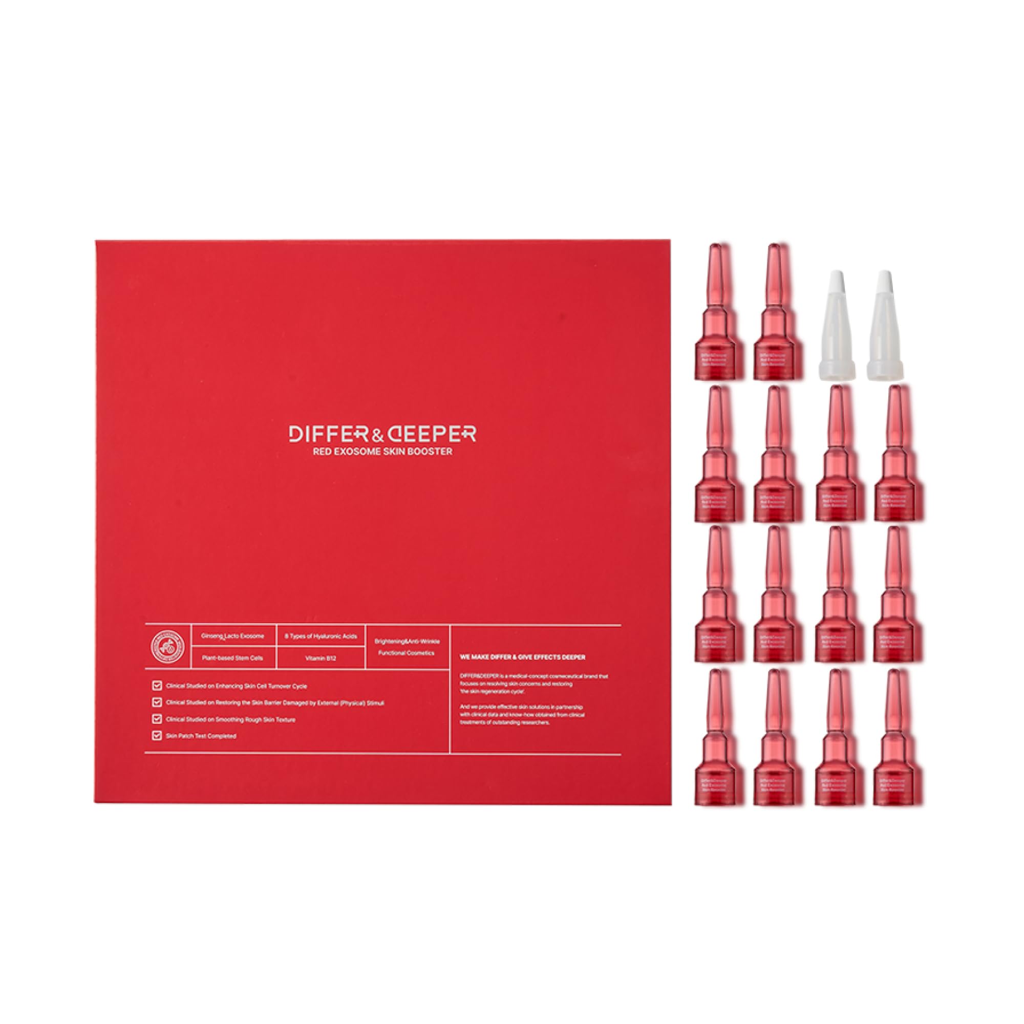 Differ&Deeper Siero Viso agli Esosomi & PDRN – Booster Coreano Rigenerante con Esosomi Vegetali, Riparazione Barriera & Rassodante, Cura 14 Giorni | 14 x 2 ml