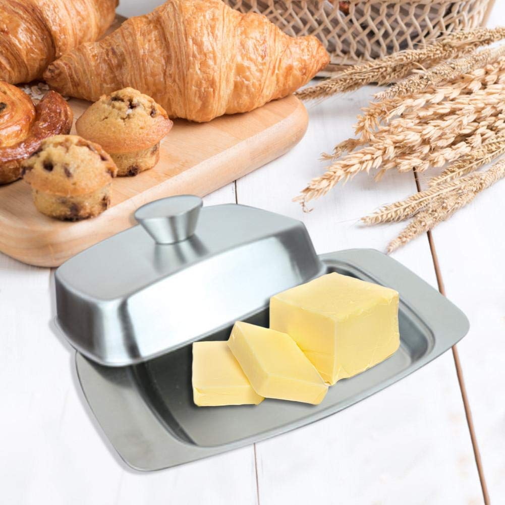 Stainless Steel Butter Dish Stainless Steel Double Covered Butter Dish with Lid and Handle