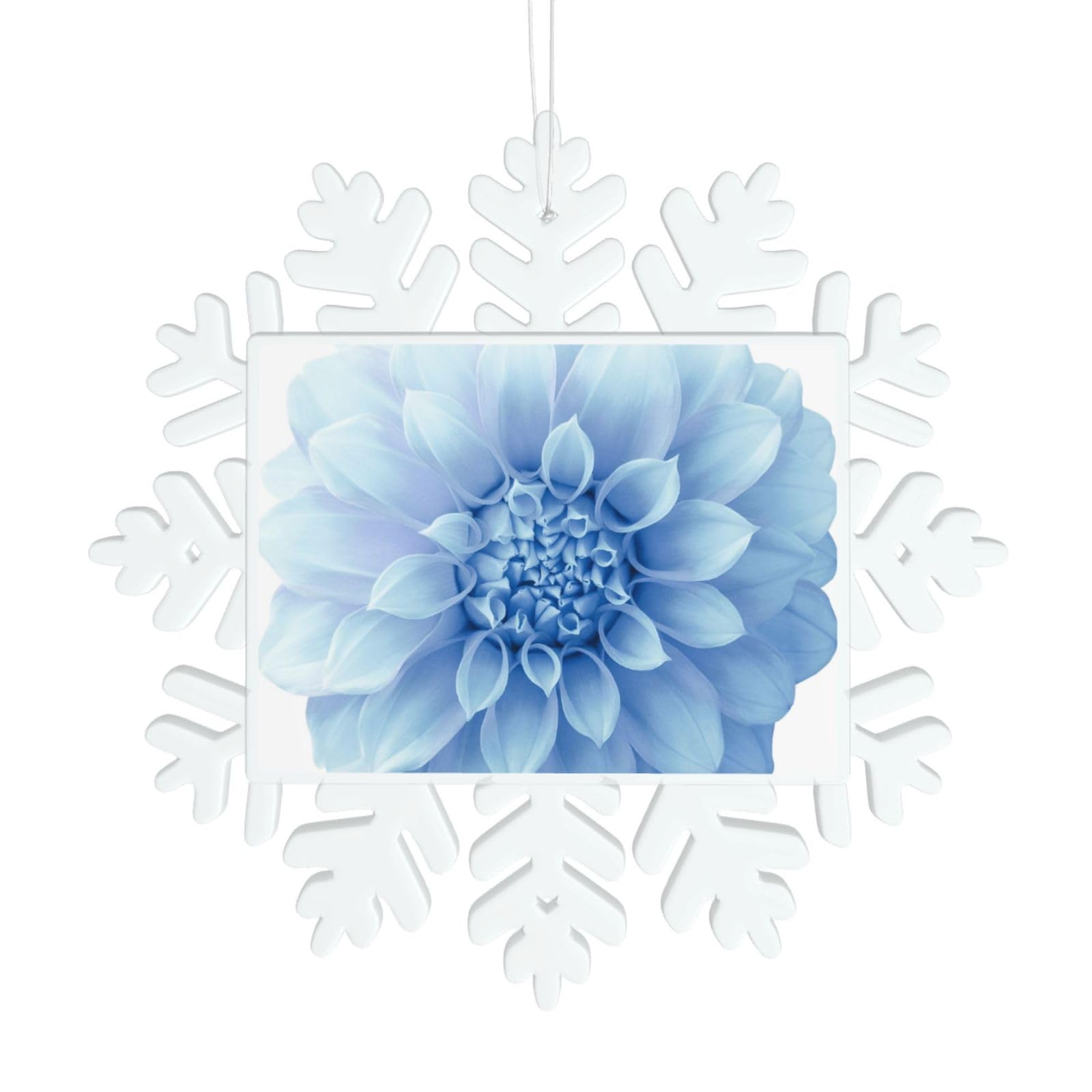 Christmas Ornaments Blue Dahlia Flower Printed Snowflakes Ornaments Christmas Tree Decorations Snowflake Pendant Hanging Ornament for Home
