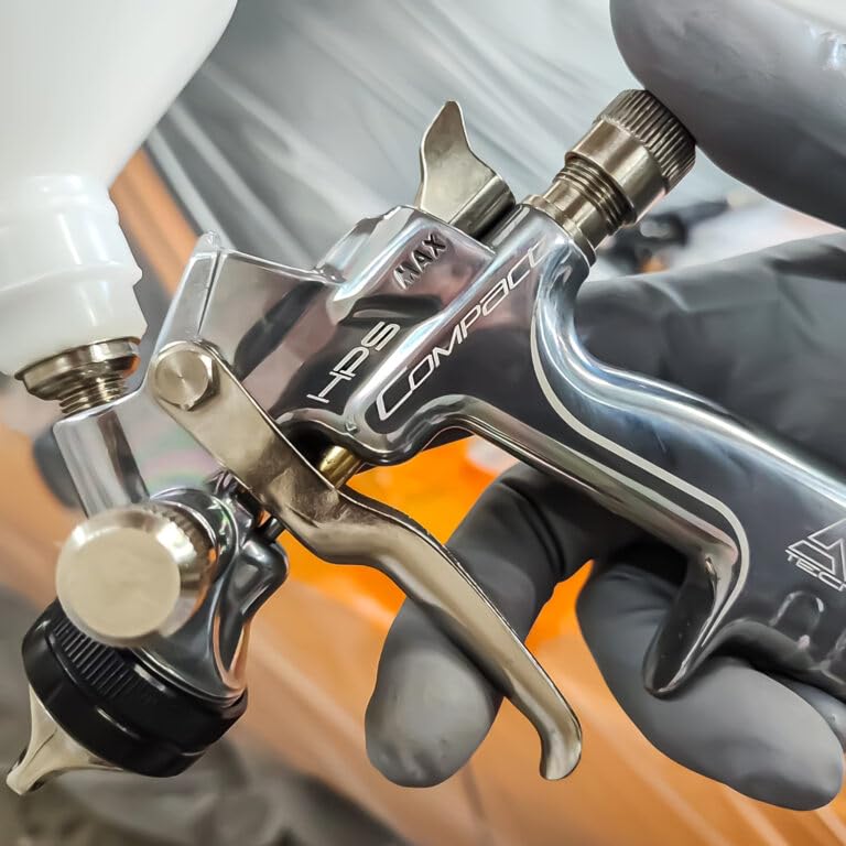 ANI Compact *Small Compressor Friendly* Midi Gravity Spray Gun 1.3mm (AH1521007A) – Sprays Custom-Smooth Like a $400 Gun, Silver
