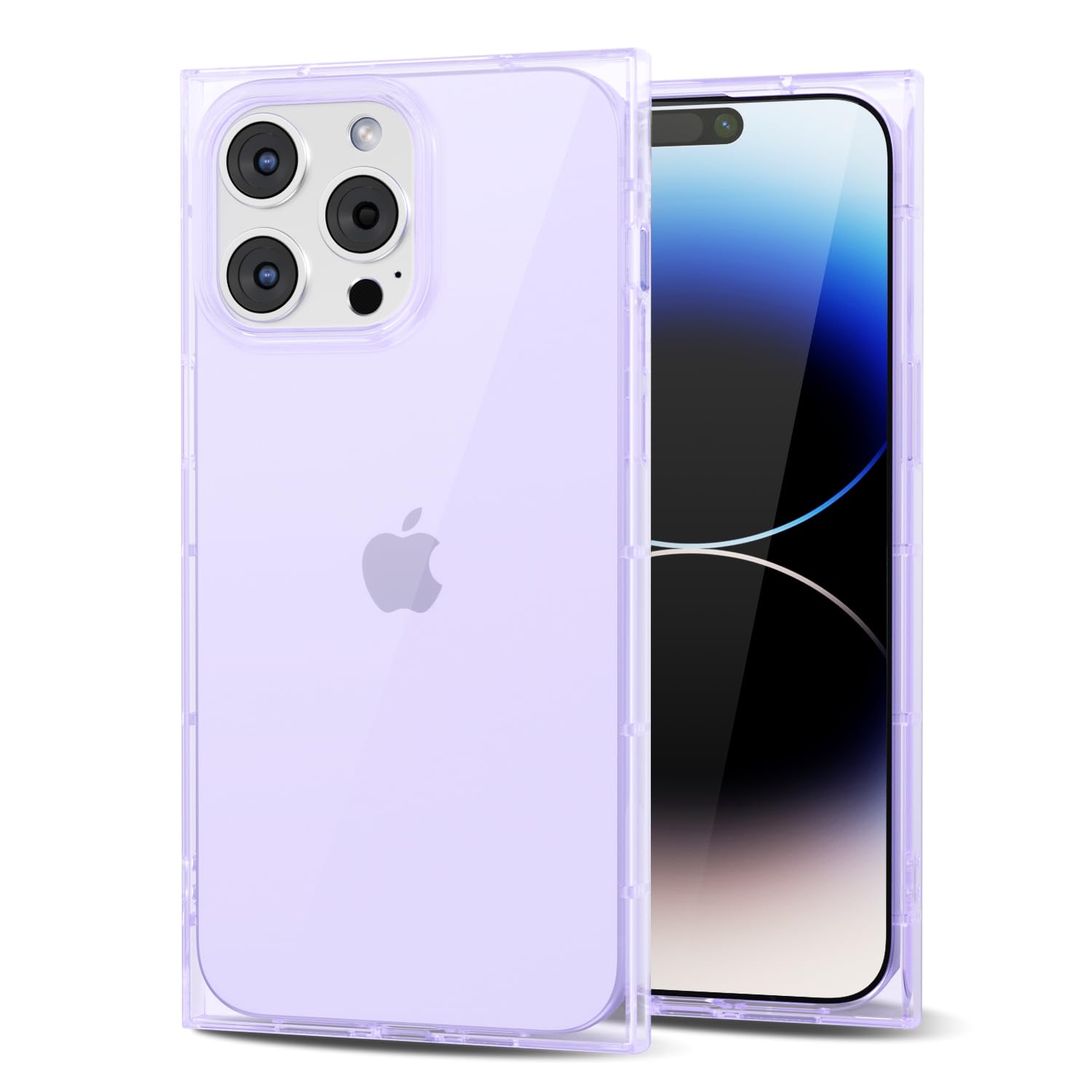 Svanove for iPhone 14 Pro Clear Case Rectangle Edge, Aesthetic Trendy Girly Y2k Designer Transparent Unique Phone Case for Women, Thin Slim Silicone