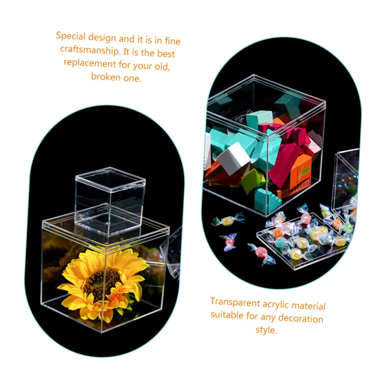 Mikinona 12piezas Caja de Almacenaje Transparente Tapa Vitrina para Dulces y Coleccionables Organizador de Objetos Pequeños de Almacenamiento Seguro y Fácil de Transportar