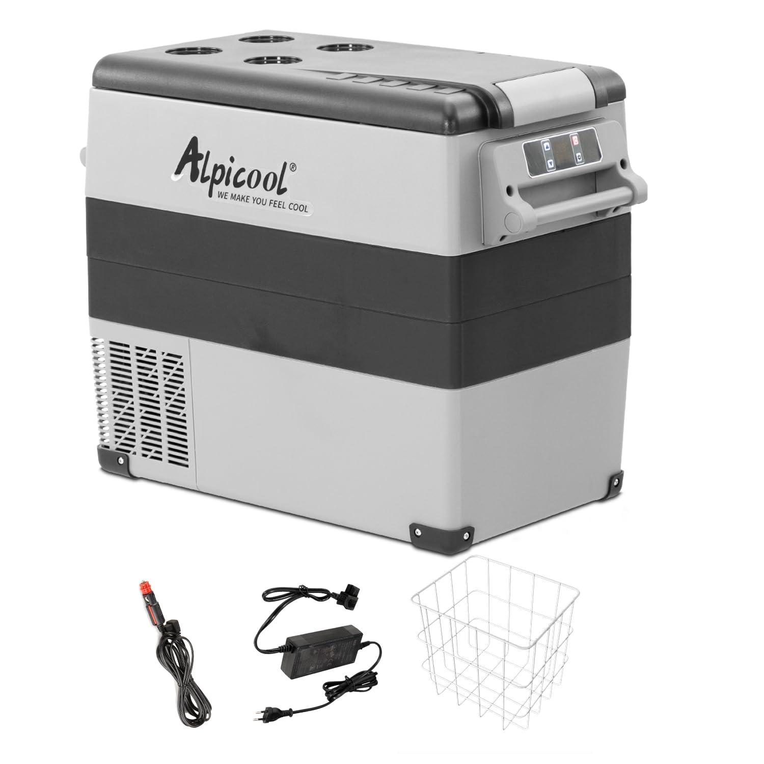 Alpicool CF55 55 litros Nevera Portátil Eléctrica Refrigerador de Coche 12V 24V Mini frigorífico CA 220v para Hogar, Camping, Viajes, Automóvil, 20ºC a 20ºC