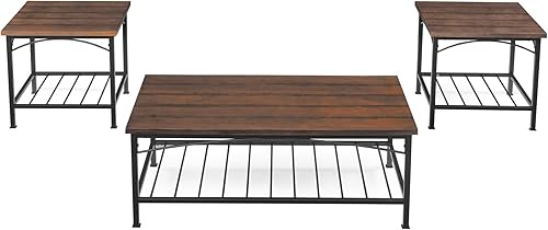 Miniatura 8 de Henf Juego de mesa auxiliar de 3 piezas para sala de estar, incluye 1 mesa auxiliar y 2 mesas auxiliares, juego de mesa de cóctel ocasional con