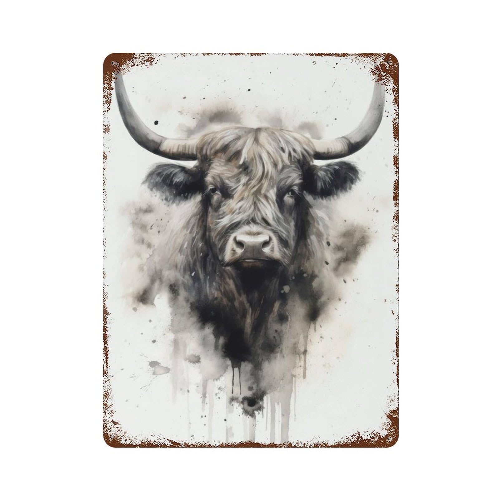 Yak Portrait Aged Metal Wall Plaque 15.7"x11.8", for Shed, Workshop And Garage Wall Decor, Old School Wall Decor
