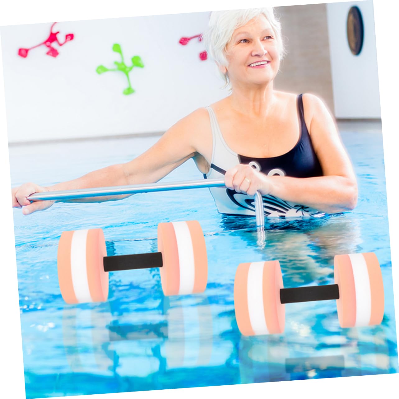 LIOOBO 4 Stück Wasserhanteln für Wassergymnastik Eva Pool Gewichte für Erwachsene für und Wasserübungen Orange Weiß Weiß Leicht und Langlebig