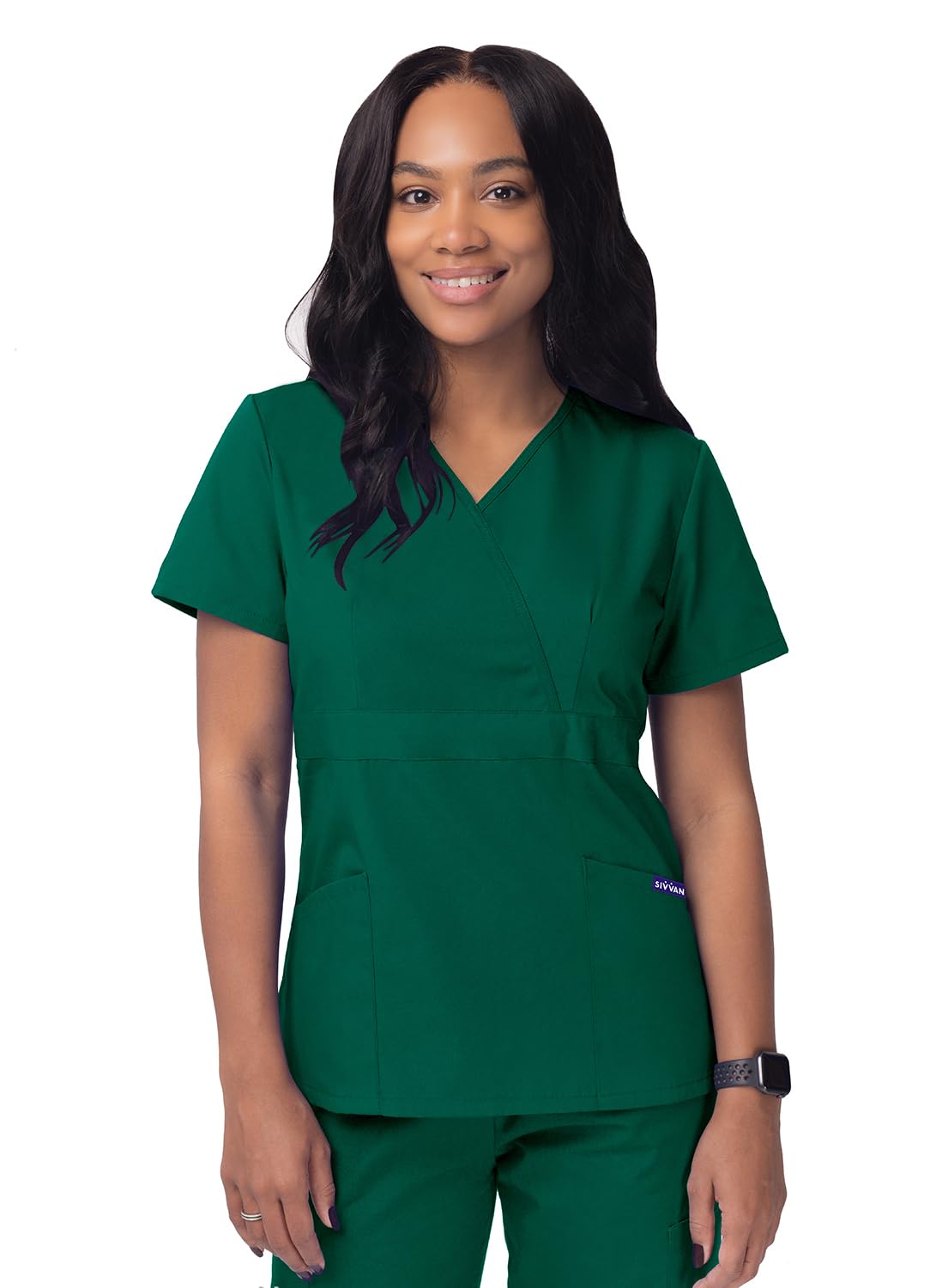 Sivvan Women's Scrubs Mock Wrap Top (Available in 15 Colors) — view 9