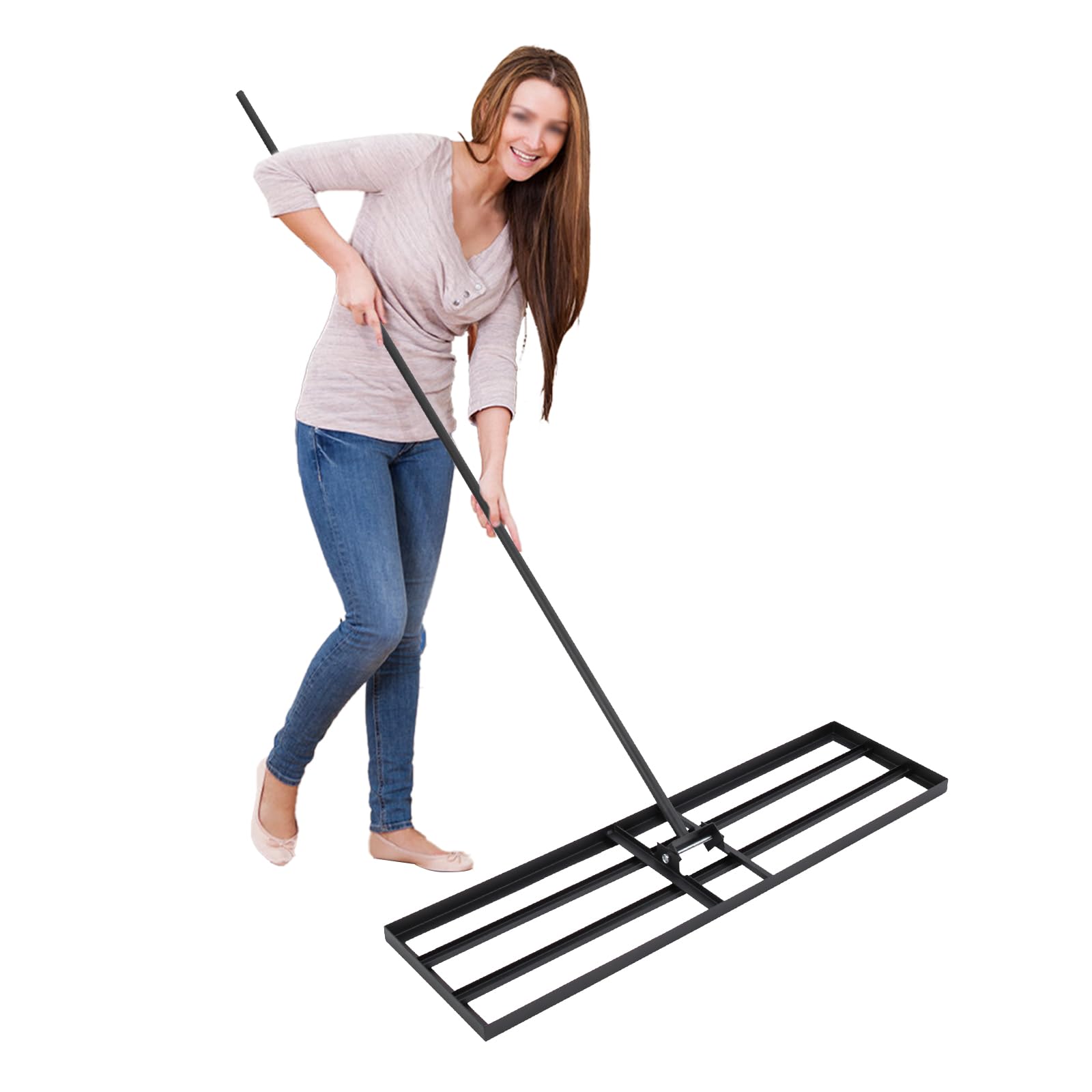 Rastrillo nivelador de césped con rotación de 180 Grados para nivelar fácilmente Superficies sucias y aceitosas en Patios, Jardines y Campos de Golf.
