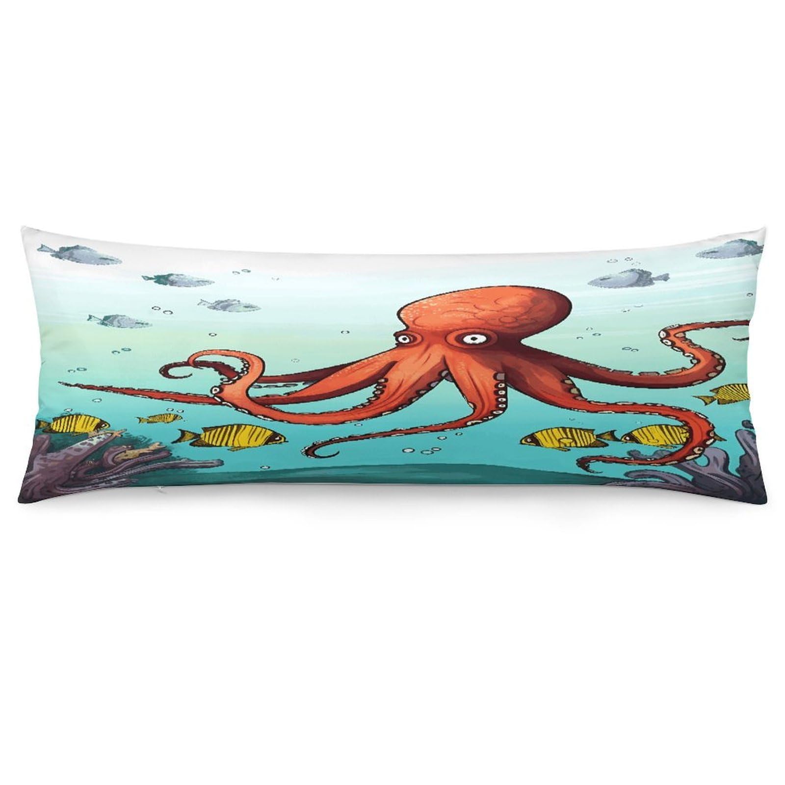 Giant Octopus Throw Pillow Cover Soft Lumbar Pillow Covers with Zipper Breathable Rectangular Cushion Case Polyester Pillow Case Decorative Body Pillow Cover for Couch Bed