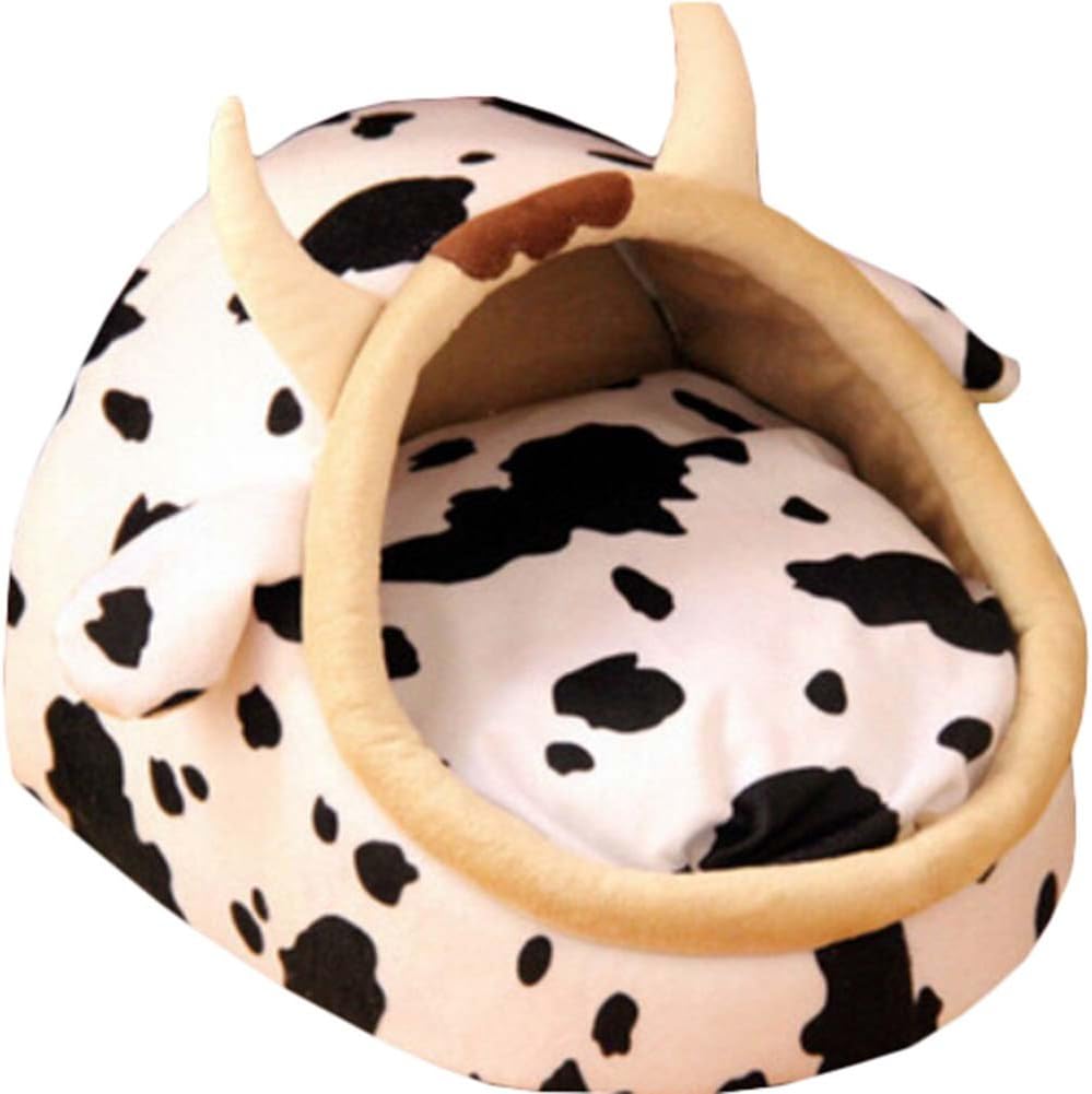 Machine Washable Cow Pattern Detachable Canvas Pet Cat Bed (S: 373525cm (1.5KG Pet))