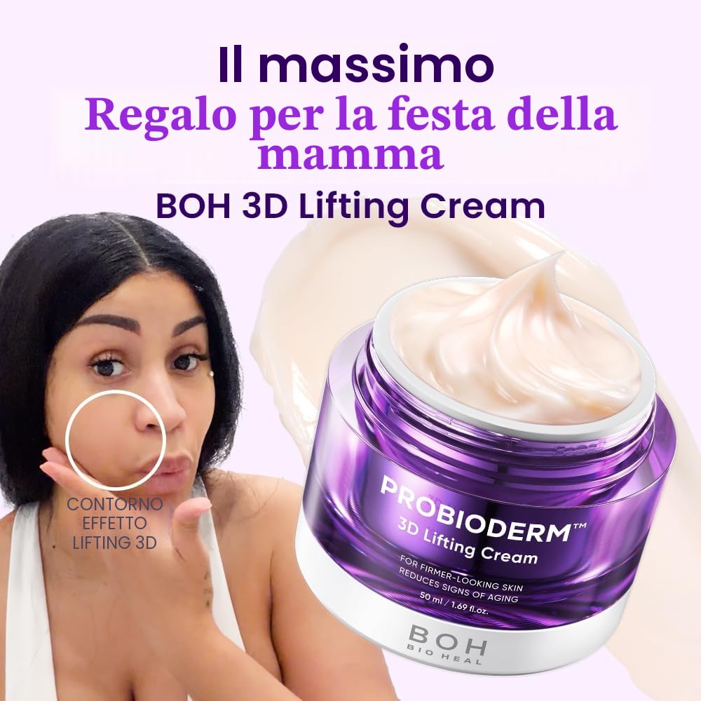 BIOHEAL BOH Probioderm 3D Lifting Cream, Crema Viso Anti-Età Avanzata Coreana Con Probiotici, Idratante Notte Con Complesso Di 17 Peptidi E Probioderm Brevettato, 50 Ml (Confezione Da 1)
