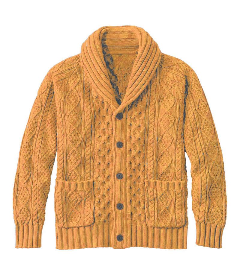 bifanxi Men's Knitted Lapel Cardigan Sweater Shirt with Buttons Solid Color Long Sleeve for Spring & Autumn | Yellow | 2XL-picture-47