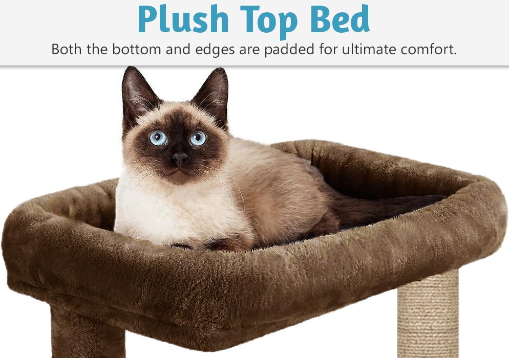 FURRLOVERS Condo Cat Kitten Activity Tree | Plush Fur Fabric | Detachable Bed | Jute Rope Scratching Post | Suitable for Kittens (Height 26 Inch) (Brown - FURR-62) 1