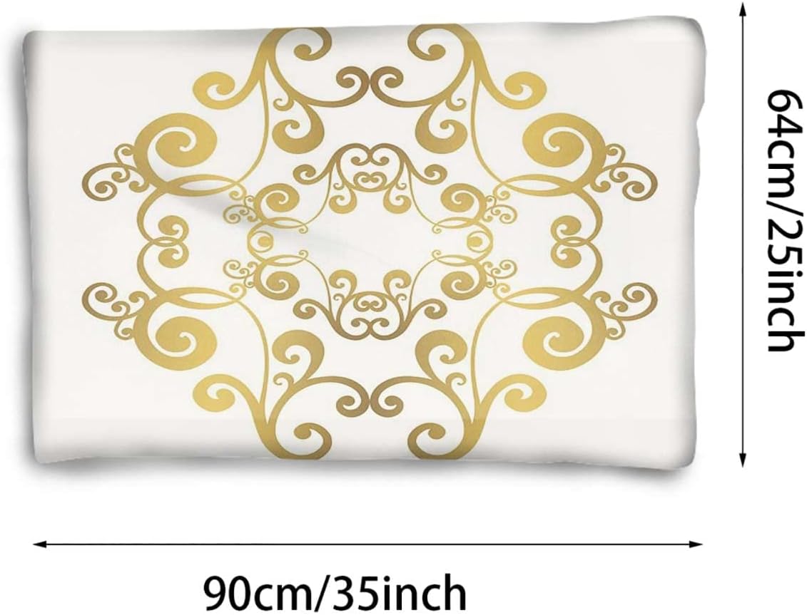 review White Gold Thermal Pet Mat Bed Liner Curved Flower Lines for Small Medium Large Dogs Cats Baroque Side Frame 25