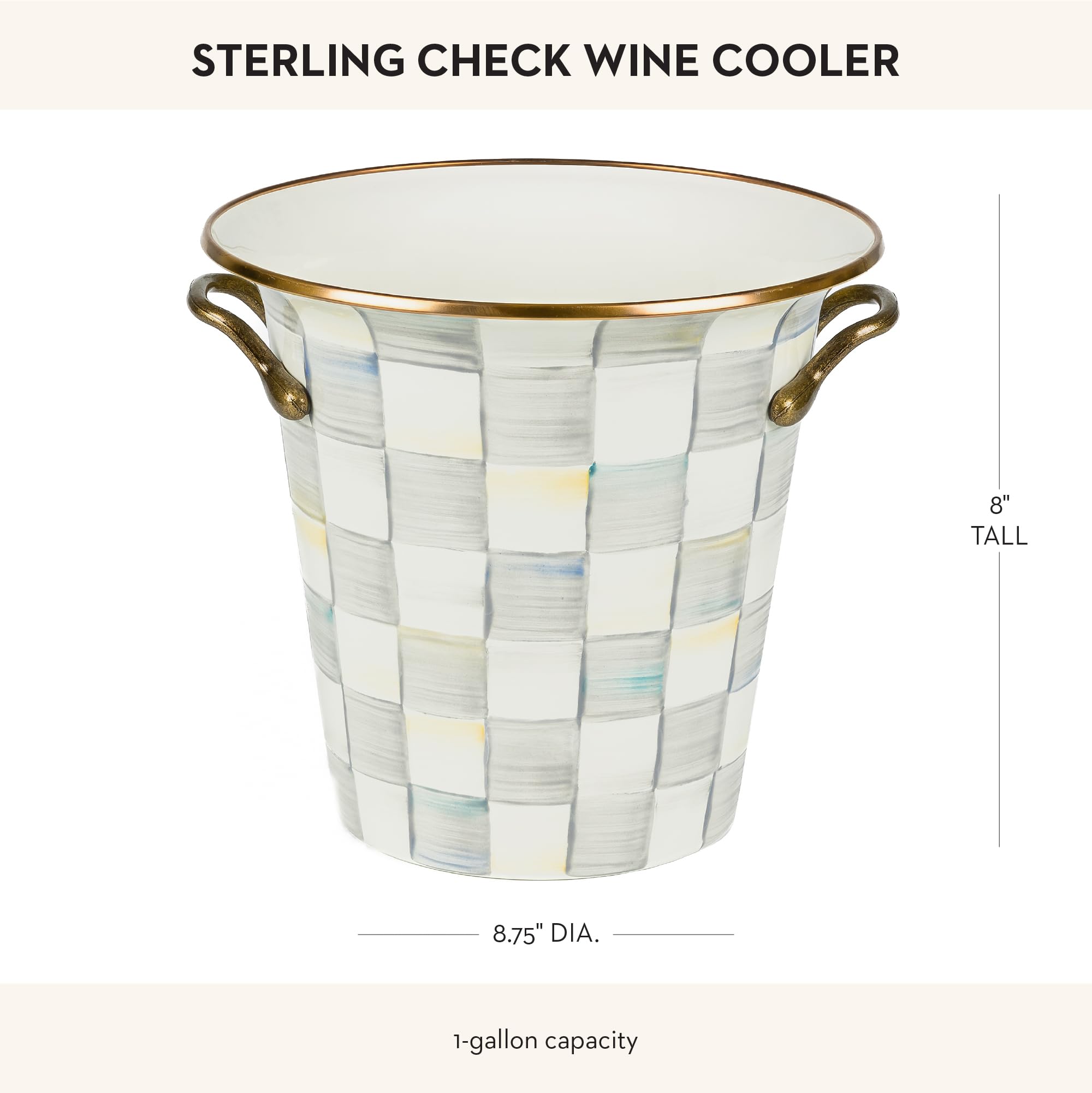 MACKENZIE-CHILDS Enamel Wine Cooler, Gray-and-White Sterling Check — Amazon image 4