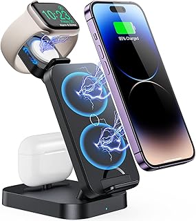 Wireless Charging Station, 18W Fast 3 in 1 Wireless Charging Station for Multiple Devices Apple, Wireless Charger Stand for iPhone Apple Watch Airpods, iPhone Charging Station Dock Black