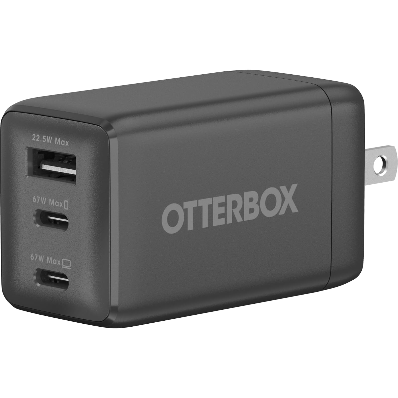 OtterBox 67W Multi-Device Wall Charger - Black, Universal Device Compatibility, Compact, Travel-Sized, Fast Charging Wall Charger with 3 Ports, 2X USB-C & 1x USB-A