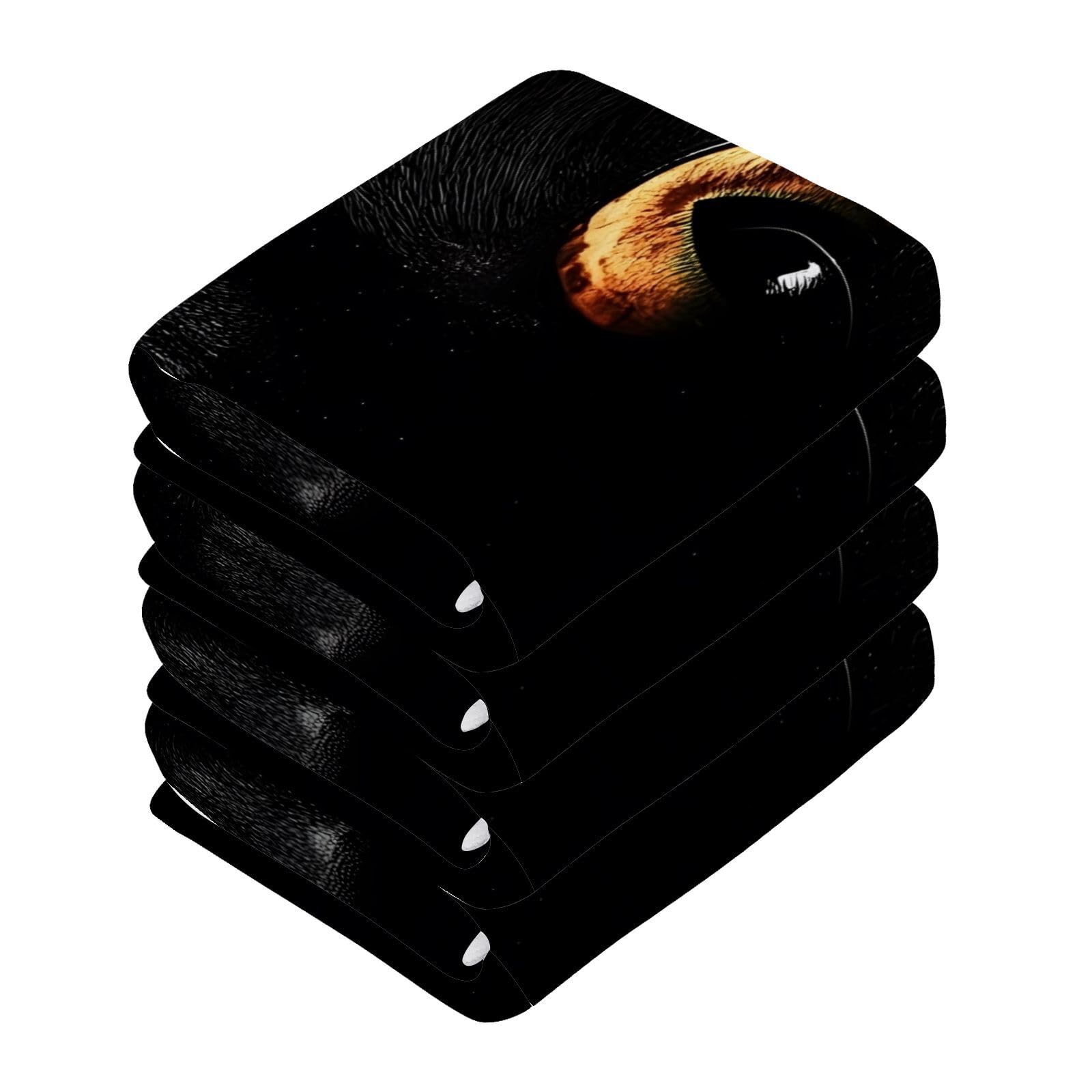 YANENDIE Black Cat Eyes Washcloths Towels, Highly Absorbent and Soft Cotton Face Cloths, 6 Pack Quick Dry Wash Cloths - 12 X 12 Inches