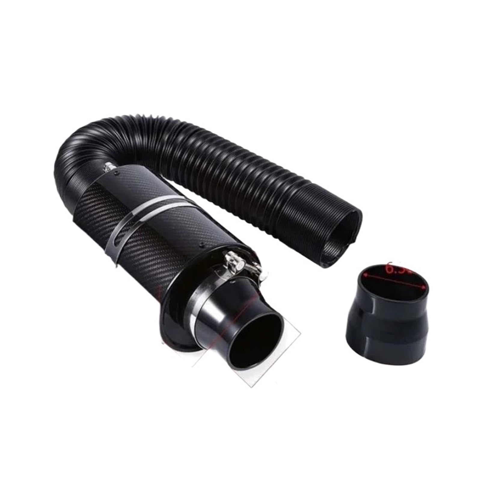 Manicotto DiAspirazione Kit di Aspirazione Aria Fredda Universale 76 Mm da 3 Pollici in Vera Fibra Carbonio Filtro Aria Ad Alto Flusso Induzione Aria Fredda con