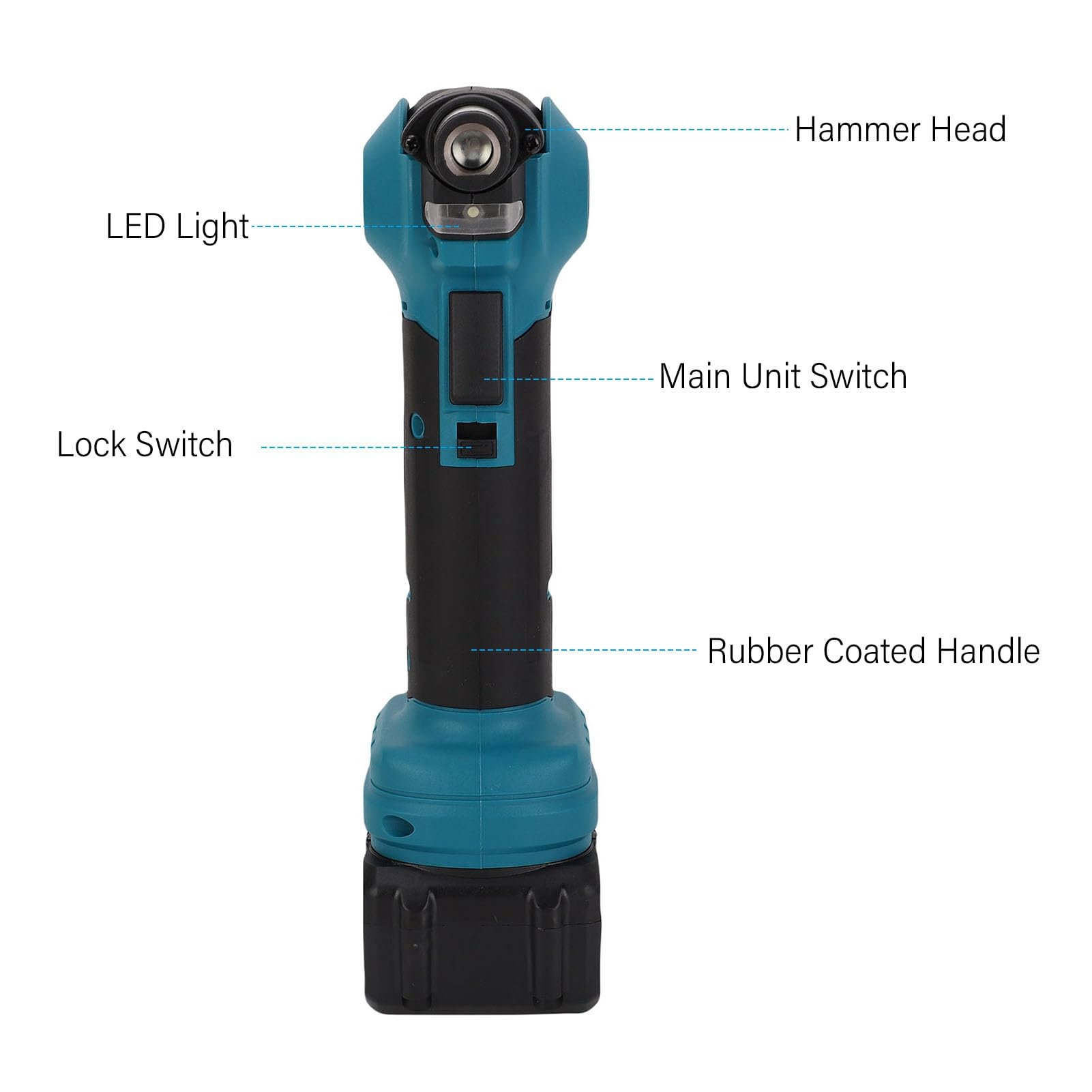 Diyeeni Kit de Martillo sin Escobillas, Luz LED Incorporada 0 ° 45 ° 90 ° Madrillo Magnético Ajustable Martillo de Uñas Inalámbrico para Proyectos de Carpintería (EU enchufe 190W)
