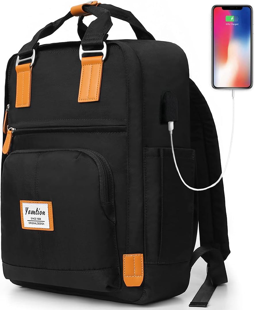 Yamtion Backpack Durable Laptop Travel Backpack For Men - Anti-theft Business Laptop Bookbag With USB Charging Port, Water Resistant Boys Backpack