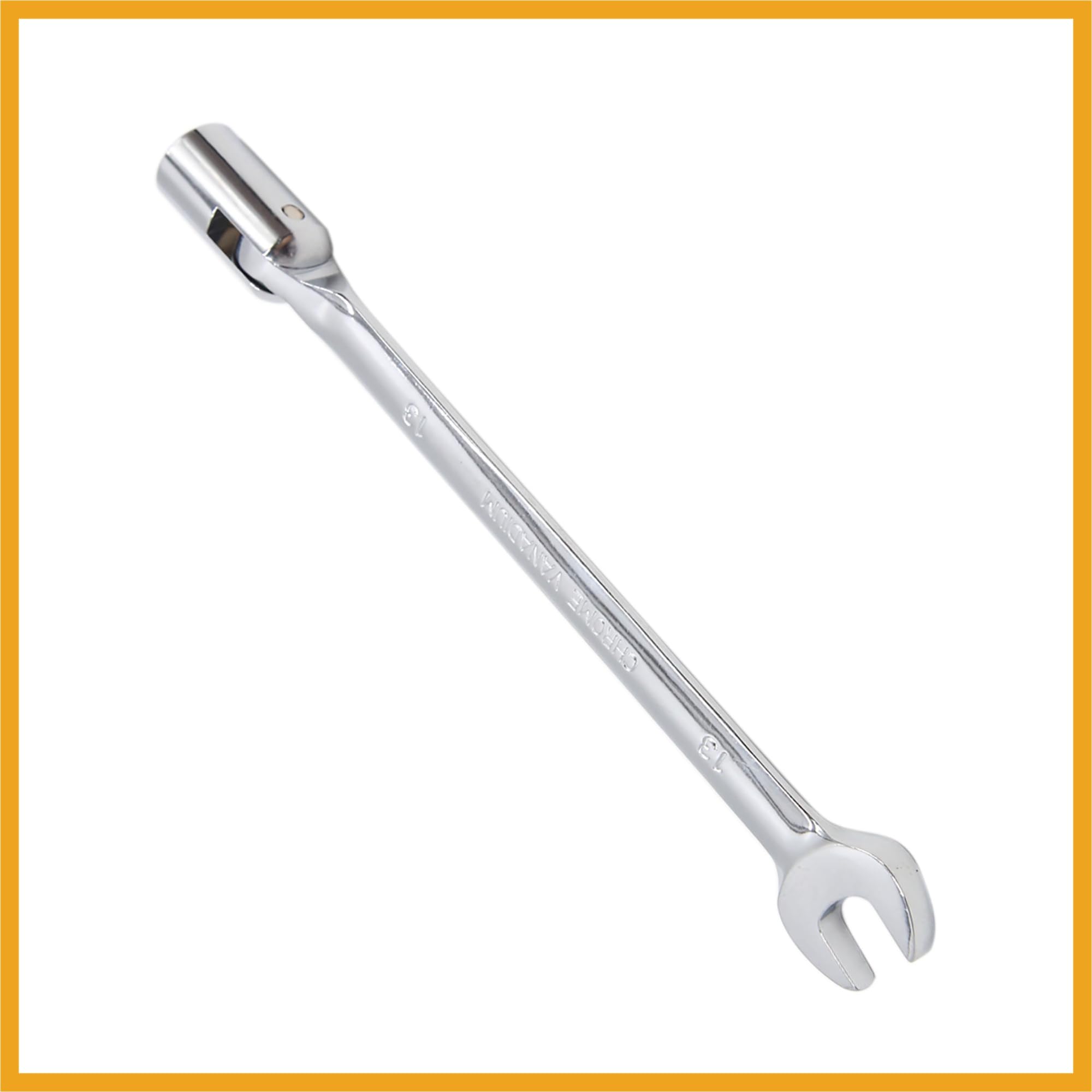 Partuto 13mm Swivel Head Combination Socket Spanner Wrench Car Repair Tool Replacement, Silver Tone, 21X2X2 - Image 3