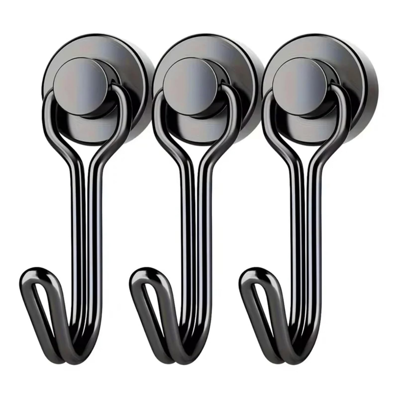 Ganchos magnéticos Negros de 3/6/12 Uds., Perchas magnéticas de neodimio de Tierras Raras de Alta Resistencia, imanes Extra Fuertes con Gancho for Colgar