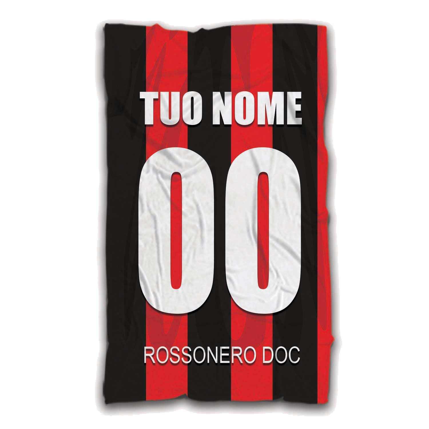 MOCHEIA SHOP Telo Mare Rosso Nero Calcio in ottima Microfibra Idea Regalo Tifoso Milanista