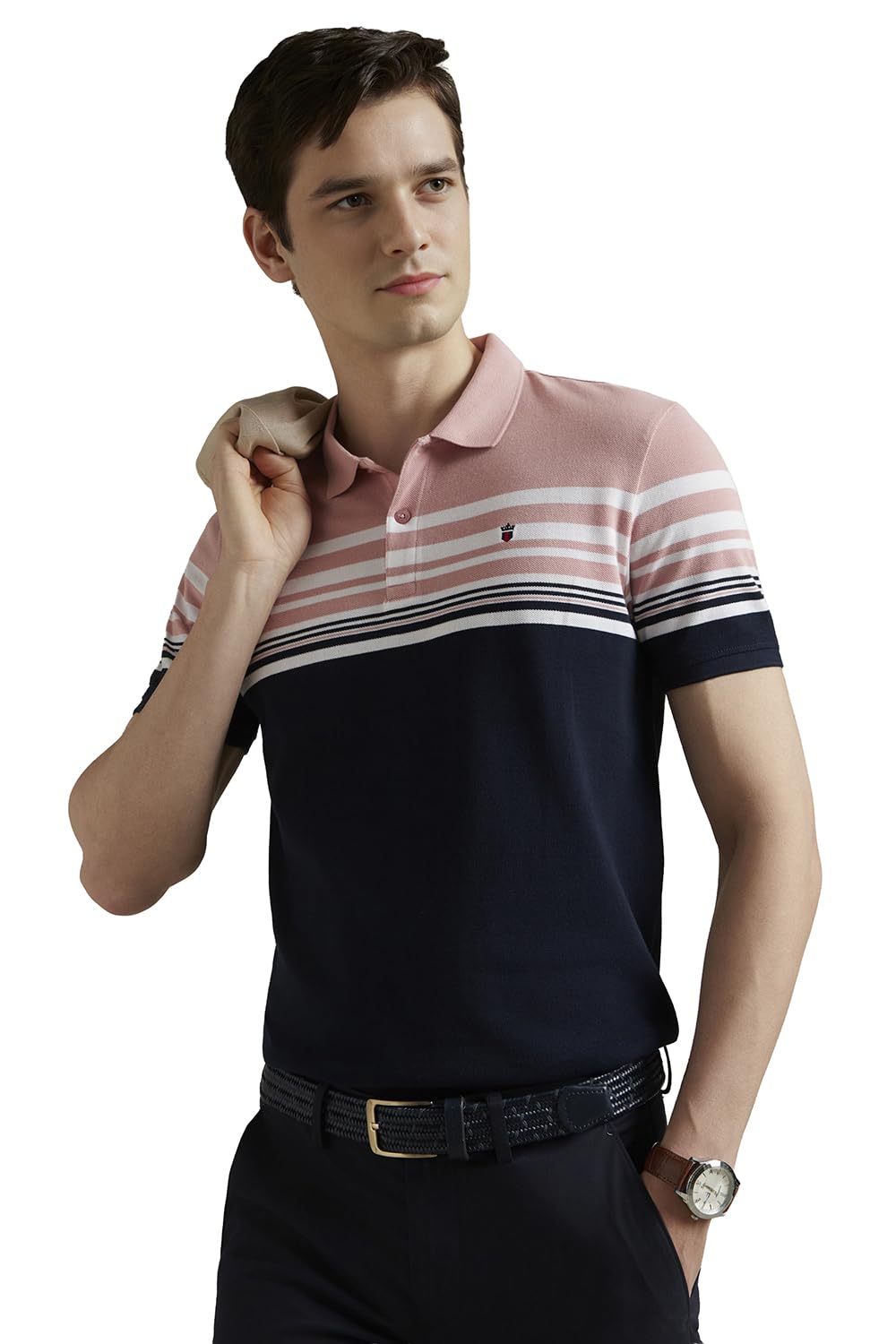 Men's Premium Cotton Pique Polo Tshirt with Stripes