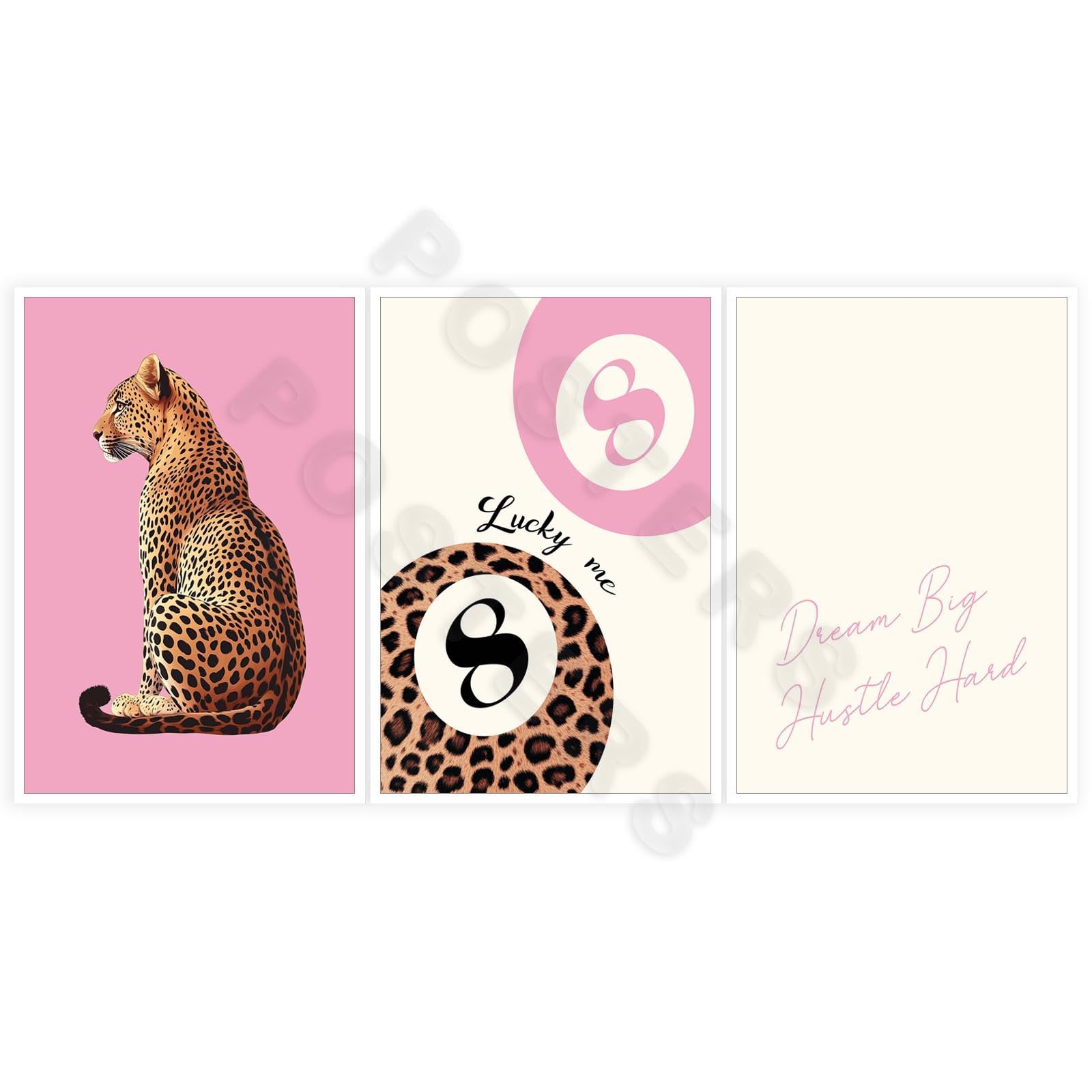 『 Pink Leopard family 』by Zuberi 60*60cm Amazon.com: ECUASMR Pink Set of 3 Leopard Wall Art Prints Trendy