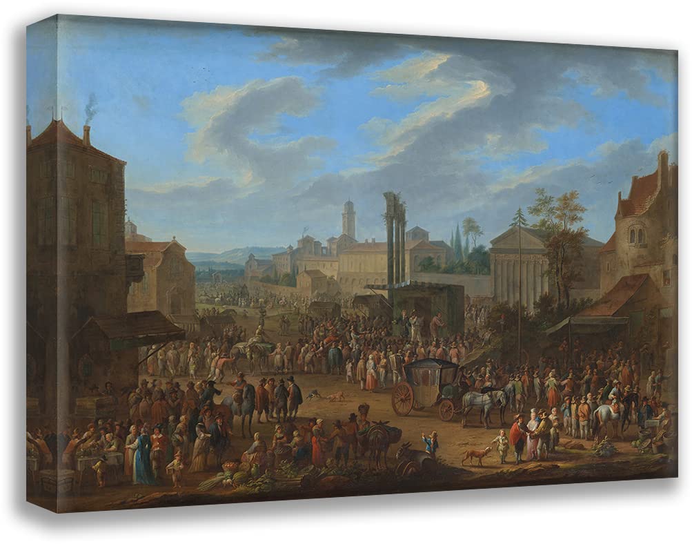 ArtDirect Franz de Paula Ferg 18x14 Gallery Wrapped Canvas Museum Art Print Titled: Fair with Temple and Maypole (1724)