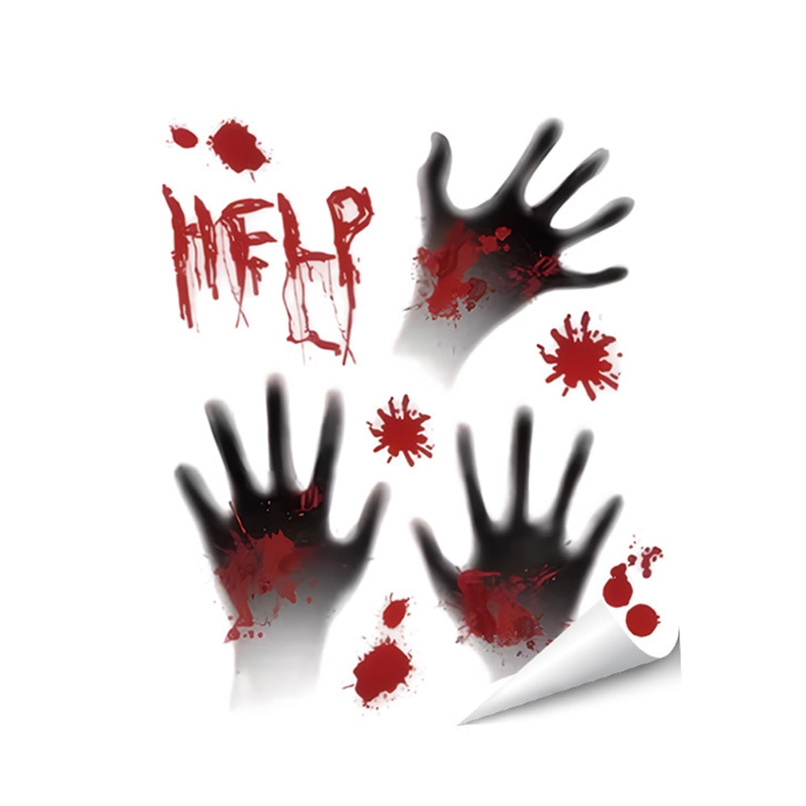 Halloween Horror Wall Stickers, Realistic Blood Splatter Handprints Footprints Decals for Scary Haunted House Party Decor, Waterproof PVC Decorations, Indoor Outdoor G