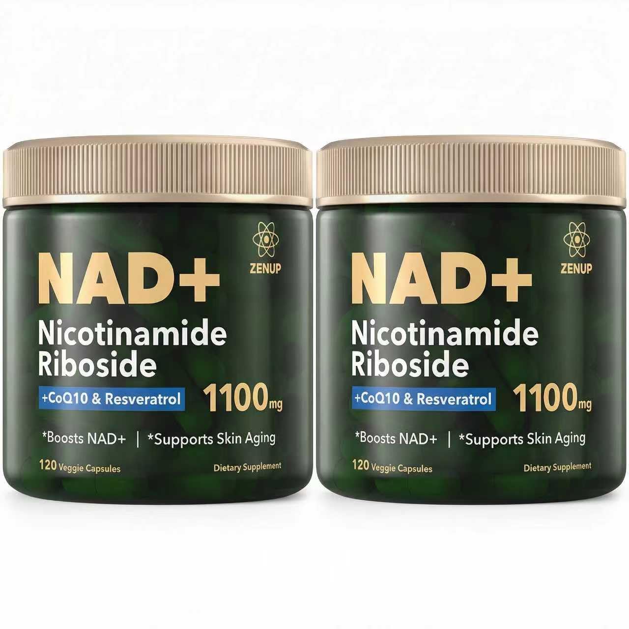 NAD+ Supplement | 1100mg Liposomal Nicotinamide Riboside with Resveratrol & Quercetin |Mental Focus | 120 Caps - Pack of 2 120 Count (Pack of 2)